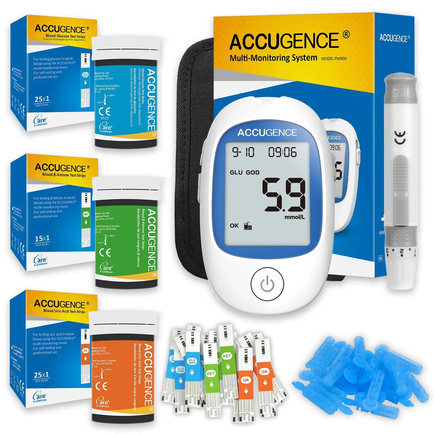SusWel™ Blood Glucose / Uric Acid / Blood Ketone 3 in 1 Test Kit SusWel - AiDex
