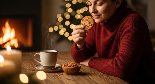 Mindful eating strategies for holidays. Control blood sugar, manage stress eating, understand hunger cues. Practical tips for holiday meals without guilt.