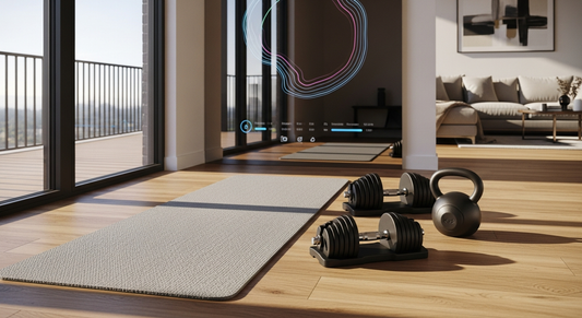 Home gym benefits, costs, equipment guide. Is a home gym worth it? Space requirements, workout consistency, glucose health tracking with CGM.