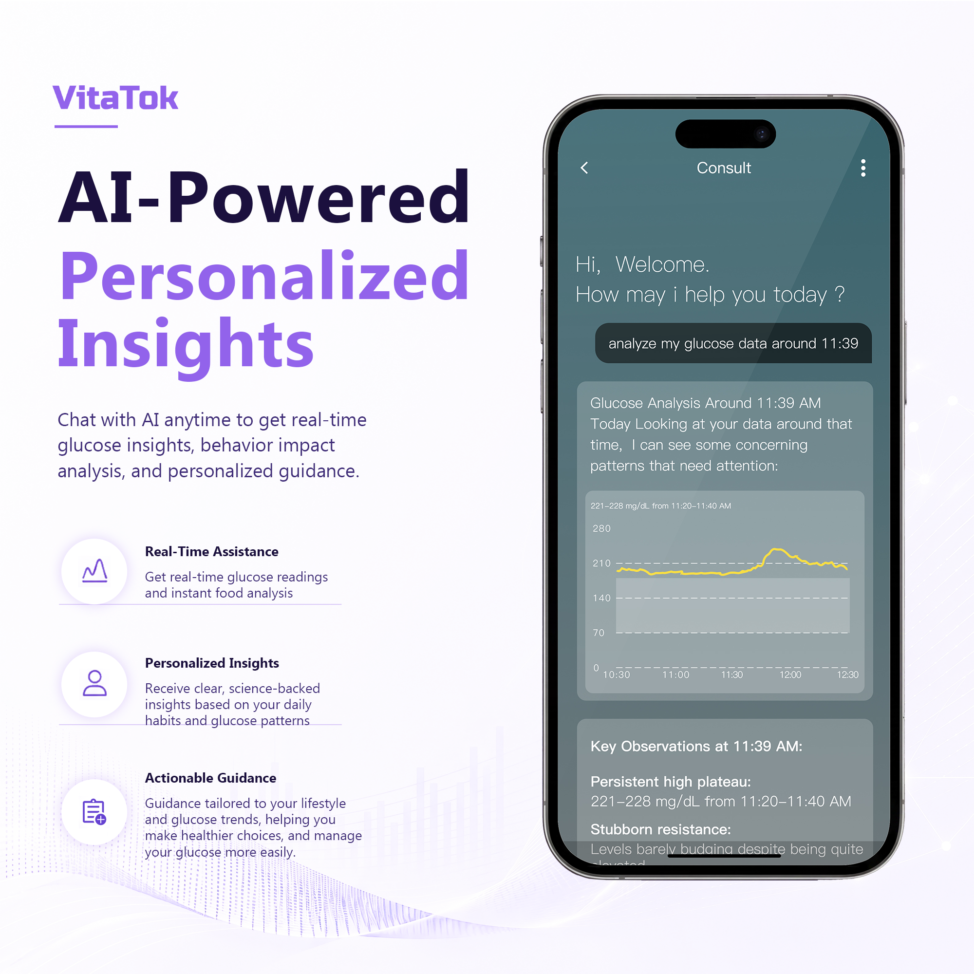 VitaTok CGM – AI-Powered Continuous Glucose Monitor | 15-Day Sensor