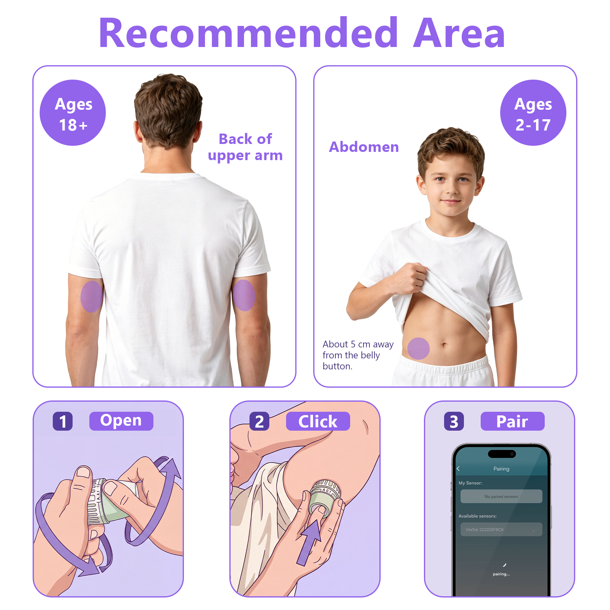 VitaTok CGM – AI-Powered Continuous Glucose Monitor | 15-Day Sensor