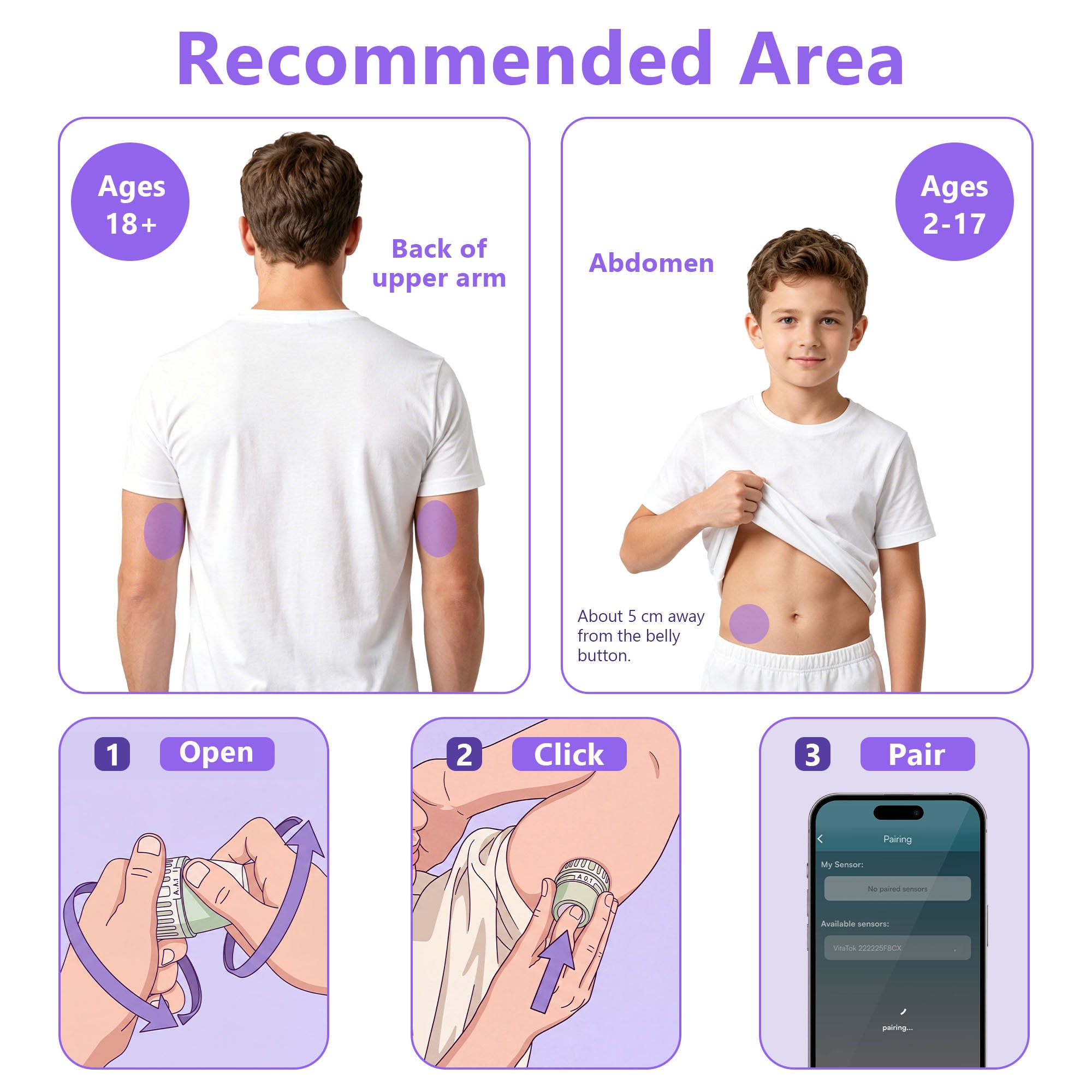 VitaTok CGM – AI-Powered Continuous Glucose Monitor | 15-Day Sensor