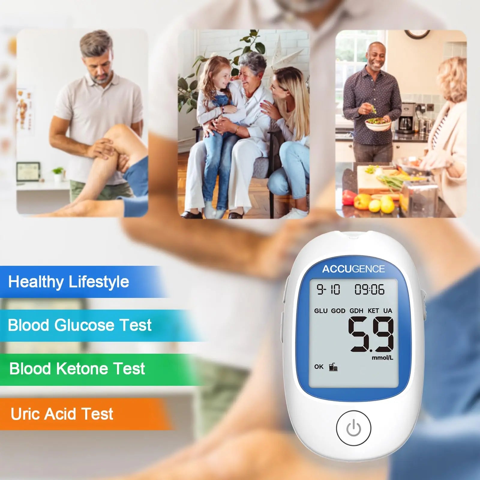 SusWel™ Blood Glucose / Uric Acid / Blood Ketone 3 in 1 Test Kit SusWel - AiDex